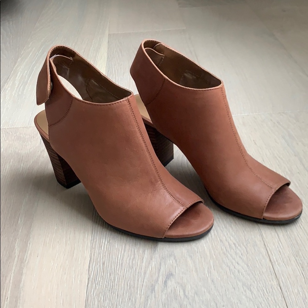 Leather open toed booties